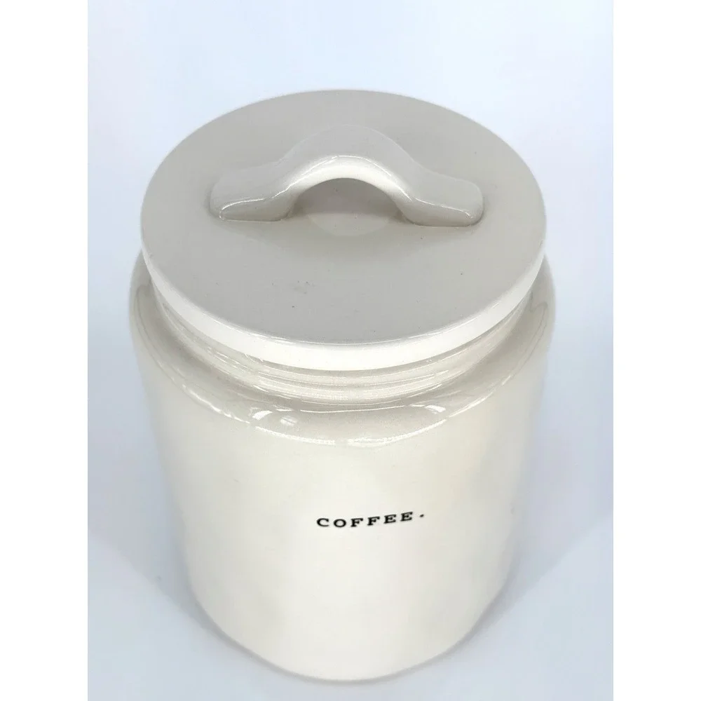 Rae Dunn Artisan Collection by Magenta Tall Coffee Canister Typewriter Font Jar